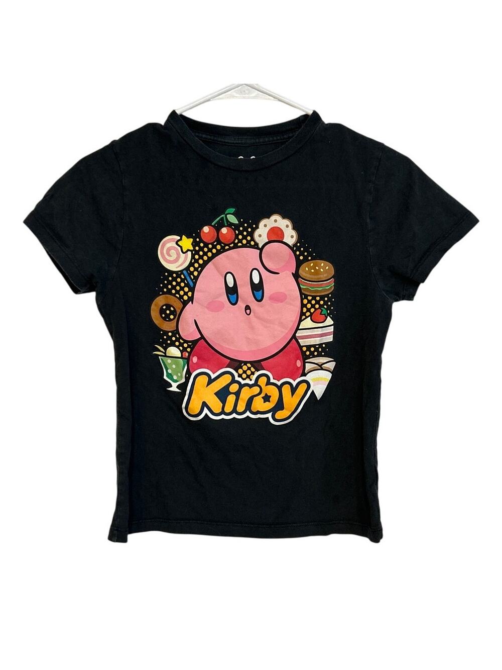 Kirby Circle Of Food Boy's Short Sleeve Tee Shirt Black Medium